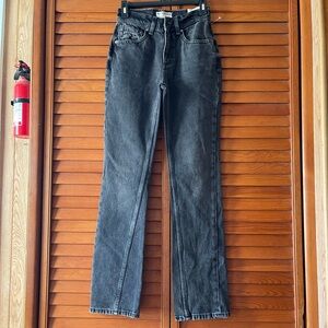Free People Women Xena Slim High Rise Straight, Dark Night. Size 24 Women 
#191